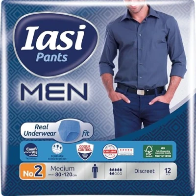 Imagen de IASI Pants MEN, Ropa Interior Absorbente Para Hombre Incontinencia Moderada, talla M, 12 unidades