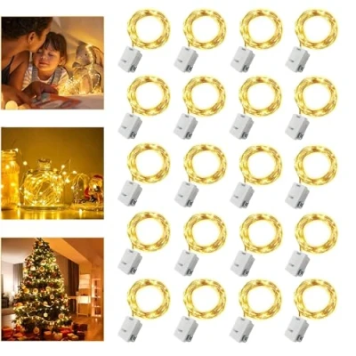 Imagen de YOUNLEN 20 Piezas Luces de Hadas con Pilas, Guirnalda LEDs, LEDs 2m Cadena Luces, Para Botellas, Decoración Muebles, Bodas, Navidad Blanco Cálido