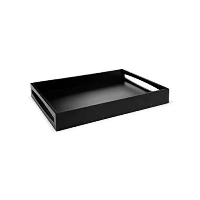 Imagen de Leopold Vienna Bandeja de Madera Negra 47,5 x 35 cm Desayuno Rectangular con Borde Alto y 2 Asas