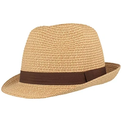 Imagen de Breiter Sombrero de Paja Trilby Verano para el Sol con Cinta 100% Papel Ligero Flexible Agradable al Tacto y Cómodo, Beige S