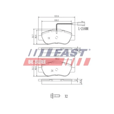 Imagen de FAST FT29123 Juego de pastillas freno Eje delantero con sensor desgaste incorporado FIAT: Grande Punto Hatchback, 500 Doblo I Cargo