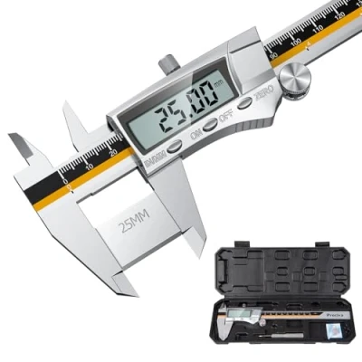 Imagen de calibre digital de 150 mm, profesional Preciva acero inoxidable, medición, IP54, resistente al agua, a prueba polvo, diseño protección, pantalla más grande para medición