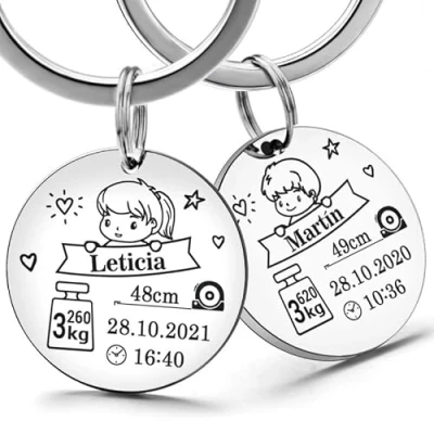 Imagen de masqueprecios Llavero personalizado con datos natalicios,especial nacimientos, regalo conmemorativos