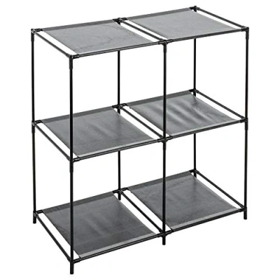 Imagen de FIVE Modular Shelves Estantería Metal casilleros Doble 3 estantes, No Tejido, Gris/Negro, L.69 x P.34,6 A.69,5 cm