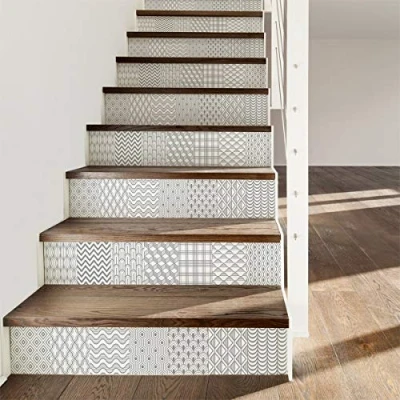 Imagen de Pegatinas adhesivas para escaleras de baldosas, adhesivo contramarca baldosas cemento contramarcas Azulejos 15 x 105 cm 6 tiras