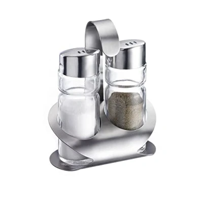 Imagen de Westmark Conjunto de salero y pimentero, 3 piezas, Capacidad: 40 ml cada uno, Acero inoxidable/vidrio, Wien, Plata/transparente, 65022260
