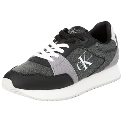 Imagen de Calvin Klein Jeans Zapatillas para Mujer Runner Sneaker Low Lace Mix Deportivas, Multicolor (Black/Stormfront), 37