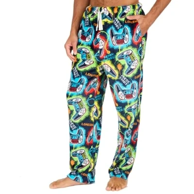 Imagen de undercover lingerie Pantalones de pijama forro polar suave para hombre y niño con cintura elástica, Black Gamer, XL