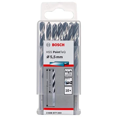 Imagen de Bosch Professional 10 brocas helicoidales HSS PointTeQ (para metal, 5,5 x 57 93 mm, accesorio de taladro), Diámetro 5.5 mm