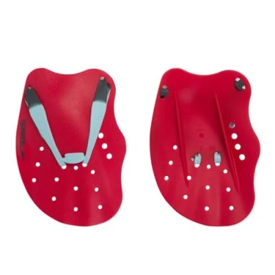 Imagen de Speedo Unisex Tech Paddle Hand Paddles for Swimming Training Aids, Lava Red/Chill Blue/Grey, M