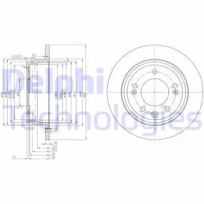 Imagen de DELPHI BG4082C Disco de freno 262 10 5 macizo revestido sin procesar cojinete rueda, anillo sensor ABS HYUNDAI: Tucson, i30 I Hatchback, ix35