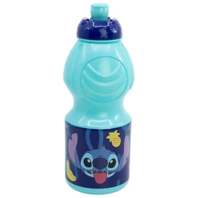 Imagen de Botella de agua plástico infantil con cierre anti goteo 400 ml Stitch