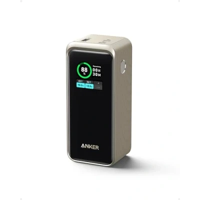 Imagen de Anker Prime Powerbank, batería Externa de 20000 mAh con Potencia 200 W, Pantalla Digital, 2 Puertos USB C y 1 Puerto A, Compatible iPhone 14/13, Samsung, MacBook, DELL, más (Dorado)