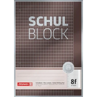Imagen de Brunnen 1052608 Cuaderno/bloc de notas Premium, A4, 50 hojas, 5 x 7 mm cuadros con margen, diseño 8 F, perforadas, kopfverleimt, 90 g/m²