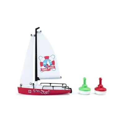 Imagen de siku 1752, Velero con boyas, Plástico, 1:50, Blanco/rojo, Velas enrollables, Mástil plegable, Boyas incluidas