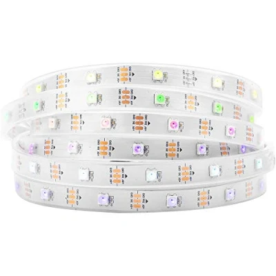 Imagen de BTF LIGHTING 16.4ft 5m WS2812b 30leds/pixels/m impermeable IP67 3.2FT Negro PCB Flexible individualmente direccionable Sueño en color DC5V
