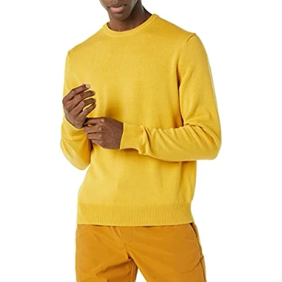 Imagen de Amazon Essentials Jersey de Cuello Redondo Manga Larga, 100% Algodón, Disponible en Tallas Grandes y Altas Hombre, Dorado, XS