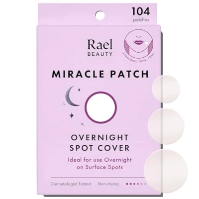 Imagen de Rael Parches para espinillas, cobertura milagrosa manchas nocturnas, parche hidrocoloide acné cara, cubierta absorbente, (104unidades)