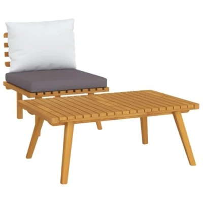 Imagen de vidaXL Set Muebles de Jardín 2 Piezas con Cojines Patio Terraza Sofá Silla Mesa Asiento Hogar Mobiliario Exterior Suave Robusto Madera Maciza Acacia