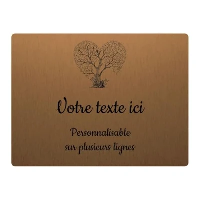 Imagen de Placa grabada funeraria con diseño de árbol costado autoadhesivo, 20 x 15 cm, personalizada, 1 a 3 líneas Bronce