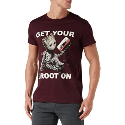 Imagen de Marvel Baby Groot Camiseta, Granate, S para Hombre