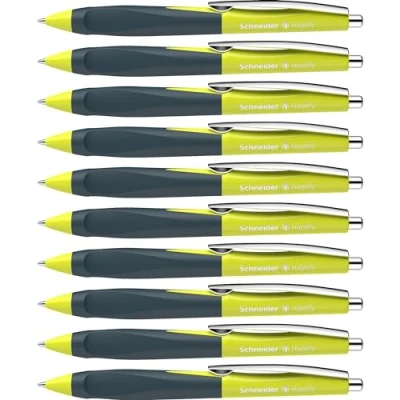 Imagen de Schneider Haptify 135343 Bolígrafo (grosor de trazo M, tinta azul, 10 unidades), color amarillo y azul