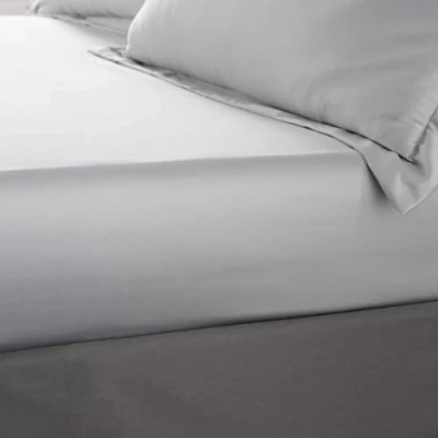 Imagen de Catherine Lansfield Satén Suave y Sedoso, Poliéster, Plateado, Sábana Bajera Ajustable para Cama King