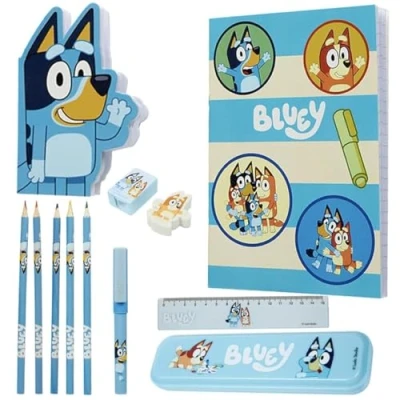 Imagen de Bluey Set de Papelería para Niños Cuaderno, Lápices Colores, Estuche Lápices, Bolígrafo, Regla y Borrador