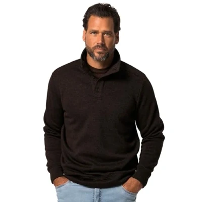Imagen de JP 1880 Jersey Troyer, Polar de Punto, Cuello Troyer con Botones, Tall marrón Oscuro 6XL 823546117