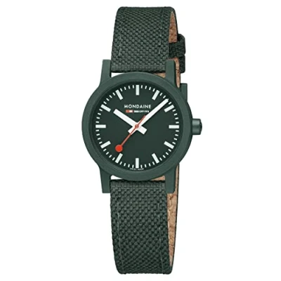 Imagen de Mondaine Essence Watch 32 mm/textil reciclado verde parque con costuras y forro de corcho