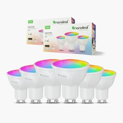 Imagen de nanoleaf Matter Essentials 6 Bombillas Led GU10 RGBW Inteligentes y Regulables Luces 16M Colores, sobre Thread, Bluetooth, Compatible con Google Apple, Decoración Habitación Gaming