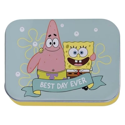 Imagen de Bob Esponja Tiritas infantiles con licencia Doos metálicos 24 Atractiva caja de diseño para guardar niños adhesivas Mochila