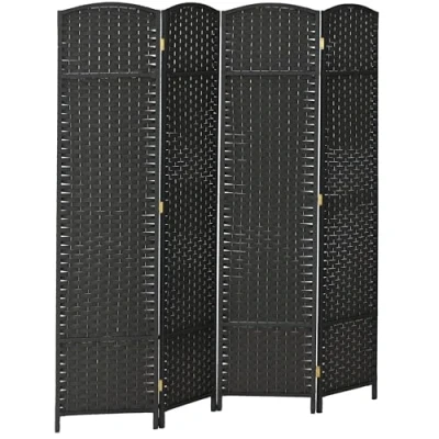 Imagen de HOMCOM Biombo de 4 Paneles Separador Ambientes Plegable 160x170 cm para Salón Dormitorio Oficina Negro