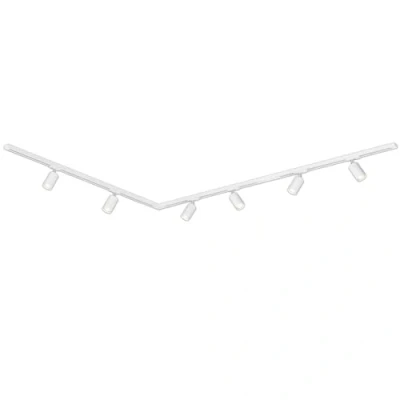 Imagen de Briloner Juego completo de raíles electrificados, 6x focos GU10 orientables, forma L, sistema en el techo, raíl para proyectores, proyector, 3m, blanco