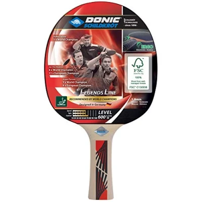 Imagen de Donic Schildkröt Raqueta de Tenis Mesa Legends 600 FSC, Ergo Grip, Esponja 1,8 mm, Madera Almohadilla Prestige ITTF, 724416