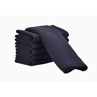 Imagen de Aniease Toallas de secado platos, toalla cocina microfibra súper absorbente, rápido, tejido gofre, juego 6 paños limpieza (negro, 30 x cm)