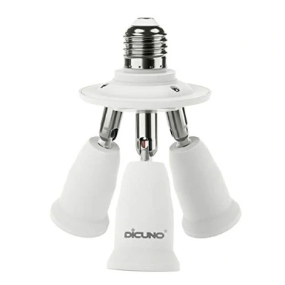 Imagen de DiCUNO 3 En 1 E27 Adaptador De Enchufe, Bombillas Led Portalámparas Normal Convertir Extensor Con 360 Grados Flexión Ajustable 180 Grado