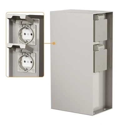 Imagen de ledscom.de Pilar de Toma Corriente para jardín POMI Exterior, IP44, 4 vías, Acero Inoxidable, Angular, 23 cm, jardín, Torre