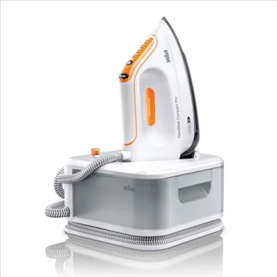 Imagen de Centro de planchado Braun CareStyle Compact Pro IS2561, Suela EloxalPlus, Tecnología Freeglide3D, Golpe vapor 400 g/min, Blanco y Naranja