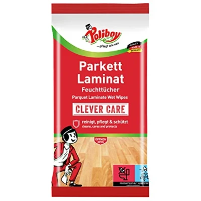 Imagen de Poliboy Toallitas húmedas para parqué y laminado Limpieza rápida profunda especial suelos de laminados Individuales 1 x 15 paños Fabricado en Alemania