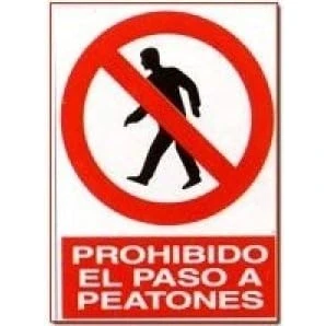 Imagen de FERRETELIX® Cartel Señal PVC 40 cm x 30 PROHIBIDO EL PASO A PEATONES