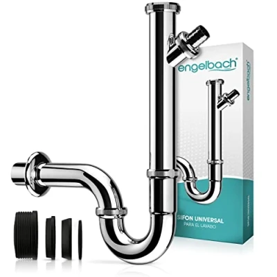 Imagen de Engelbach Sifón Lavabo Sifon Desagüe 1 1/4&quot; x 32 mm para Baño Con Manguito de Goma Manual en Español Conexión