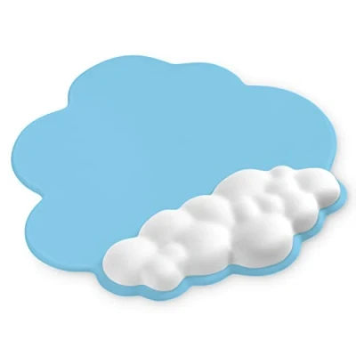 Imagen de ATTACK SHARK Alfombrilla para Ratón en la Nube con Soporte Reposamuñecas,Alfombrilla Ergonómica Ratón,Antideslizante, Superficie Suave Jugar,Pccesorios Escritorio Azul/Blanco