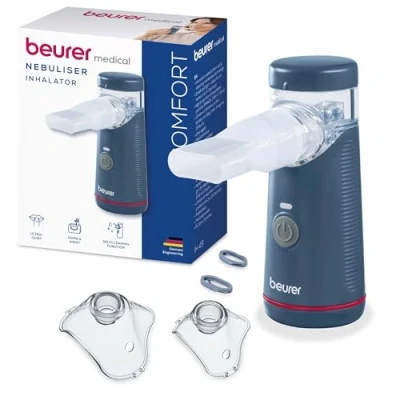 Imagen de Beurer IH 49 Inhalador Portátil, Batería Recargable, Nebulizador Silencioso Para Niños Y Adultos, Tecnología De Membrana Oscilante, Resfriados, Asma Otras Enfermedades Las Vías Respiratorias