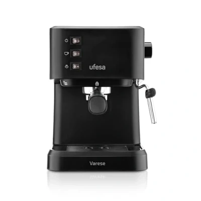Imagen de Ufesa Varese Cafetera Compacta Espresso y Capuccino, 1050W, Vaporizador Orientable, 20 Bares, 1 o 2 Cafés, Depósito 1.5L, Función Calienta Tazas