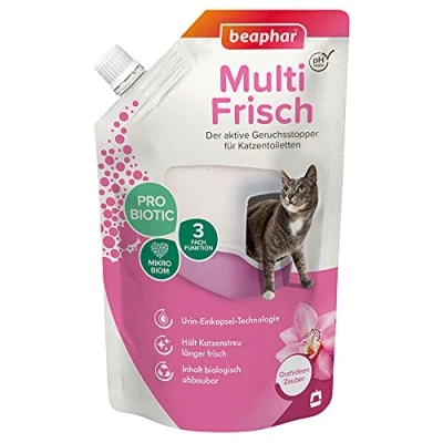 Imagen de beaphar Multi Fresco neutralizador de olores para Gatos Prolonga la Vida útil Arena Fragancia después Las orquídeas 400 g