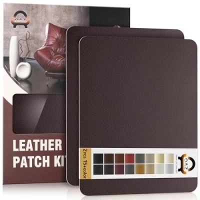 Imagen de Kit de Reparación Cuero para Muebles, Parche Autoadhesivo 28 x 21 cm, Adhesivo Tapizar Asientos Automóviles, Sofás, Sofás Sillas Marrón oscuro