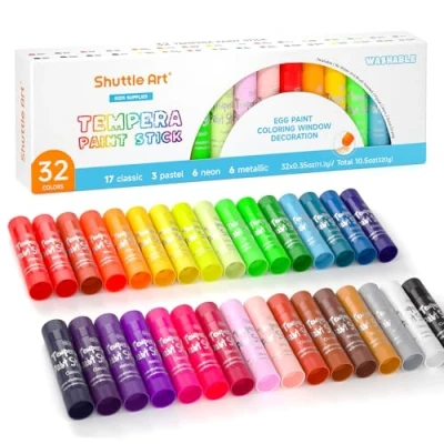 Imagen de Shuttle Art Tempera Solida en Barra, 32 Colores Sólidos para Niños, Secado Súper Rápido, No Tóxico, Pinturas Niños Temperas Funciona Genial Papel Madera Vidrio Cerámica Lienzo
