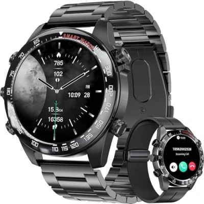 Imagen de OUFUYU Reloj Inteligente Hombre 1,43&#039;&#039; AMOLED Pantalla Siempre Activa Smartwatch con Llamadas Bluetooth Pulsera Actividad Pulsómetro Monitor de Sueño Podómetro Impermeable IP68 Smart Watch Android/iOS