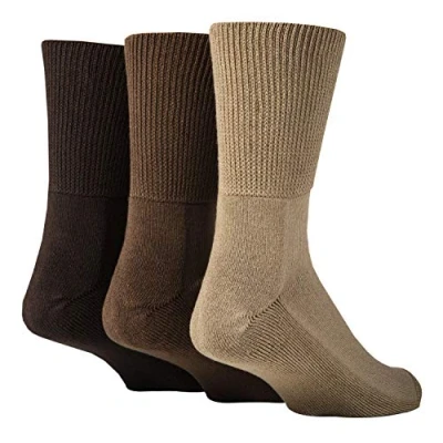 Imagen de IOMI 3 Pares Hombre Mujer Calcetines de Bambu para Diabéticos Calcetas Sin Elásticos Footnurse (43 45, marrón)